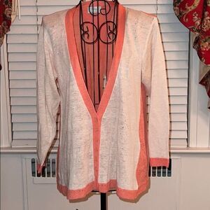 Wrap of London linen coral / cream cardigan size XS